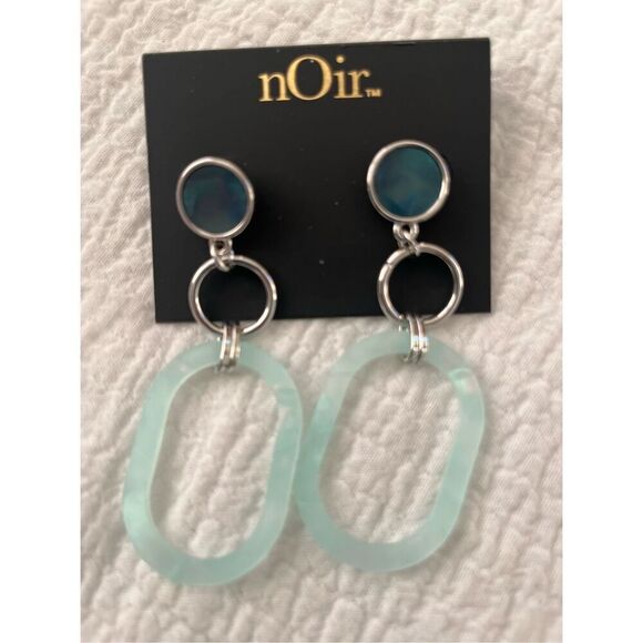 Noir Teal Green Blue Chandelier Drop Earrings NEW NWT - Picture 2 of 3